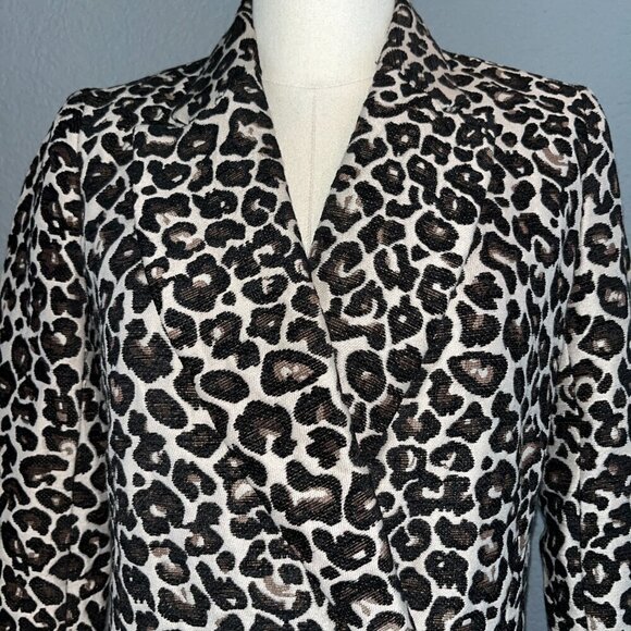 ANTHROPOLOGIE Leopard Animal Print Double Breasted Jacket Coat - EUC - Size 0 - Picture 2 of 16